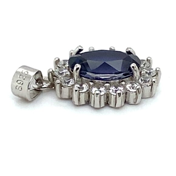 Iolite 1.20ct White Gold Finish Solid Silver Pendant - Picture 6 of 6